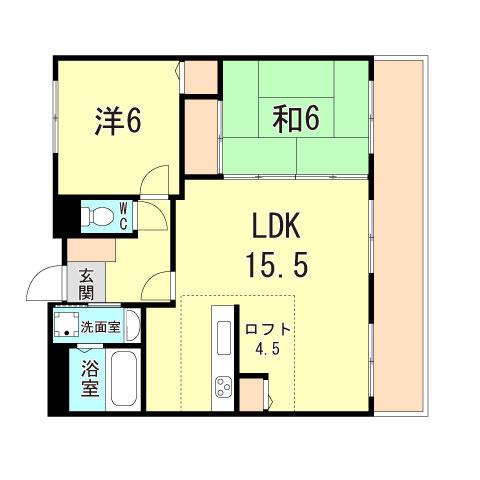プレステージ垂水ジェームス山(2LDK/6階)の間取り写真