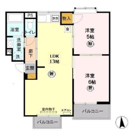 サンパーク816(2LDK/2階)の間取り写真