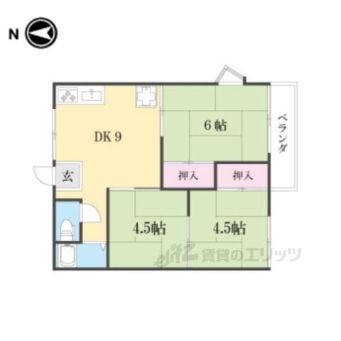 シャルム瀬田(3DK/2階)の間取り写真