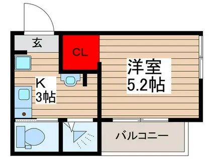 MELDIA南浦和IV(1K/2階)の間取り写真