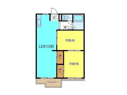 児玉ハイツ(2LDK/2階)の間取り写真