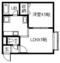 プレキャトランII(1DK/1階)の間取り写真