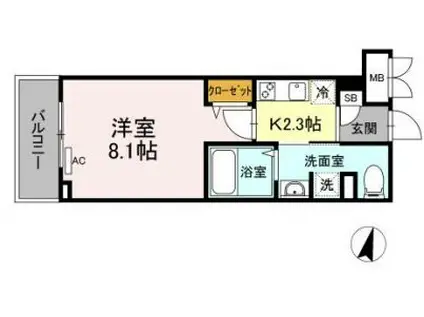 オリヴィエ宝町(1K/5階)の間取り写真