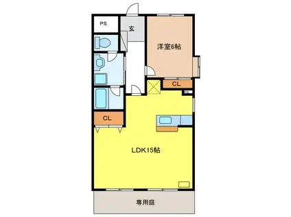 アミティFM(1LDK/1階)の間取り写真