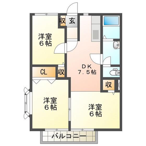 ニューシティーM1(3DK/1階)の間取り写真