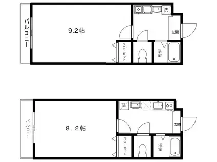 リビングVIII(ワンルーム/2階)の間取り写真