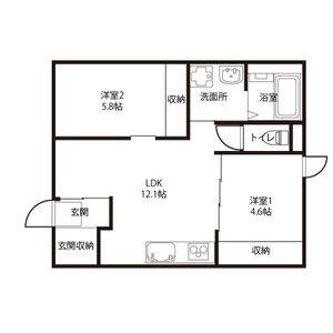 コートハウス錦町(2LDK/1階)の間取り写真