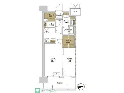 RJRプレシア川口(1LDK/7階)の間取り写真