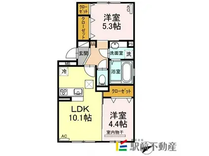 GIRASOLE(2LDK/1階)の間取り写真