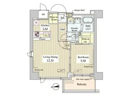 早稲田アパートメント(1LDK/3階)の間取り写真
