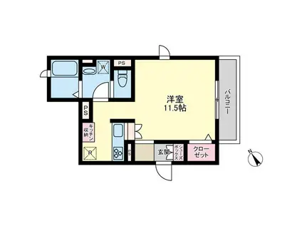 パルティール(ワンルーム/2階)の間取り写真