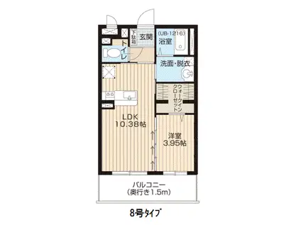 GRACE KATSUTA ウエスト(1LDK/2階)の間取り写真