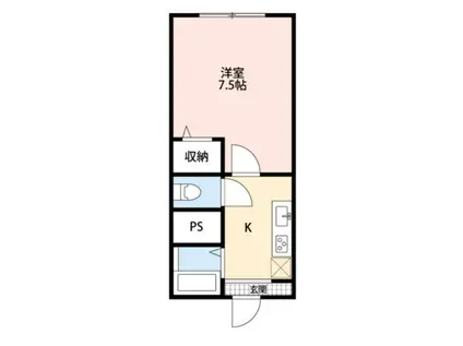 LEAFLETマンション(1K/1階)の間取り写真