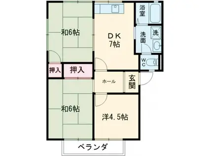 風薫るビレッヂB(3DK/2階)の間取り写真