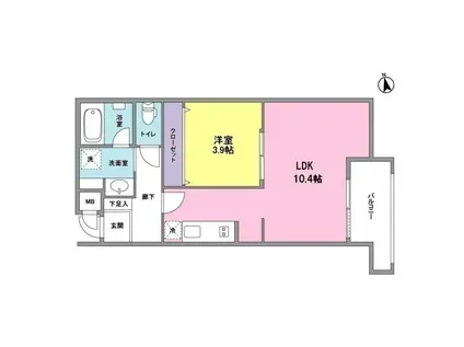 MSレジデンス代沢(1LDK/2階)の間取り写真