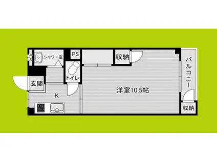 JR桜島線 桜島駅 徒歩5分 4階建 築58年(1K/4階)の間取り写真