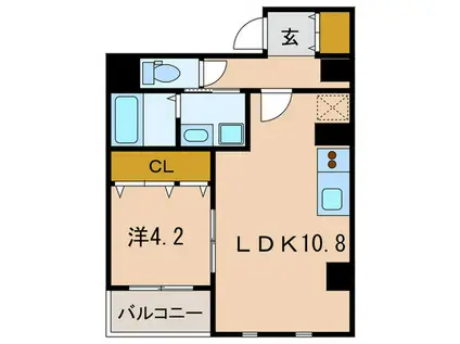 WELL BEAR新神戸(1LDK/6階)の間取り写真