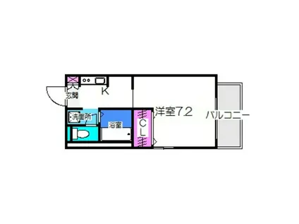 フローレス岡本(1K/1階)の間取り写真