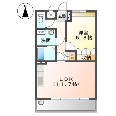 クローバーハウスB(1LDK/2階)の間取り写真