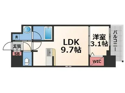 ソルテラス OSAKA イースト GATE(1LDK/7階)の間取り写真