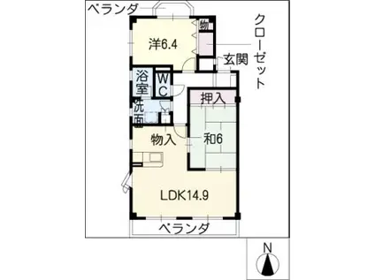 エトウエル コート(2LDK/2階)の間取り写真