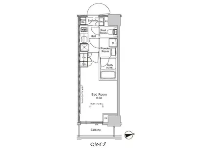 プラウドフラット門前仲町V(1K/4階)の間取り写真