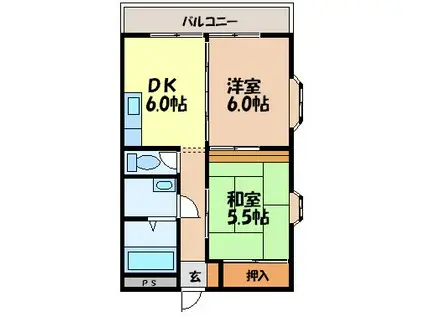 エムズヴィラ(2DK/4階)の間取り写真