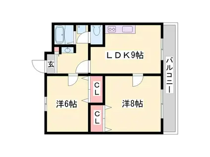 ヴィ フォレストII(2LDK/1階)の間取り写真