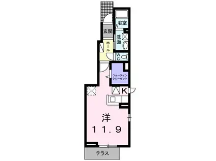 エレガント茱萸木II(1K/1階)の間取り写真
