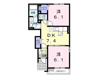 ペアフィールド(2DK/1階)の間取り写真