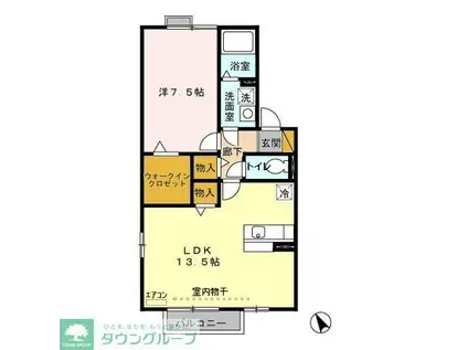 京成松戸線 五香駅 徒歩9分 2階建 築19年(1LDK/2階)の間取り写真