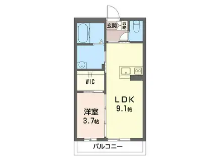 グランディールIII(1LDK/1階)の間取り写真