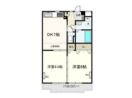 レジディア吉祥寺(2DK/2階)の間取り写真