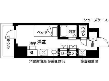ウエリスアイビー旗の台(ワンルーム/5階)の間取り写真