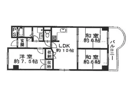 上牧ドリームマンション 2F(3LDK/2階)の間取り写真