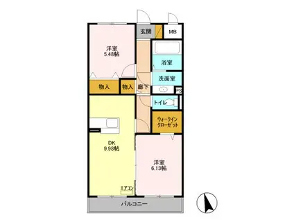 ジュールフェリエ(2LDK/2階)の間取り写真