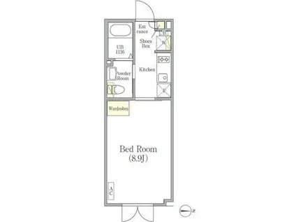 LAPIS南麻布(1K/1階)の間取り写真