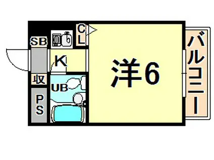 猪名寺パークマンションI(ワンルーム/2階)の間取り写真