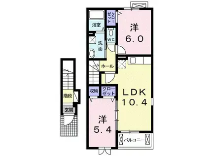 ボヌールエスパスIV番館(2LDK/2階)の間取り写真