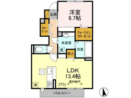 VILLETTA(1LDK/1階)の間取り写真