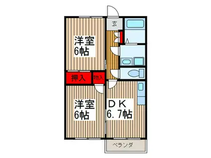 グランパティオ(2DK/2階)の間取り写真