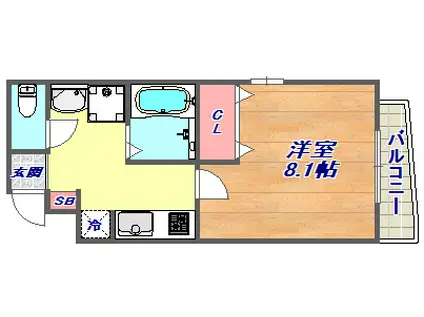 クレアール本山(1K/7階)の間取り写真