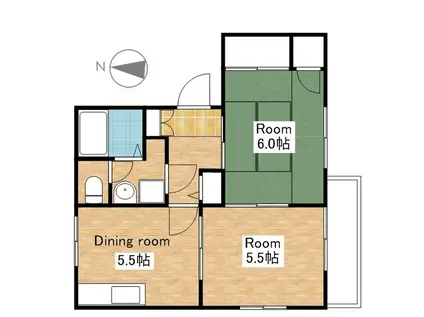 ウィングエステート(2DK/2階)の間取り写真