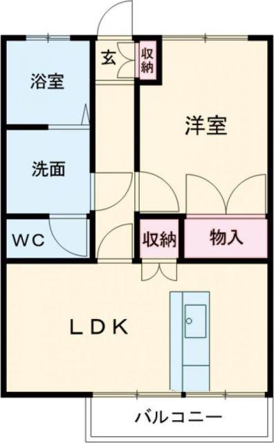 ポートタウン大津 B(1LDK/2階)の間取り写真