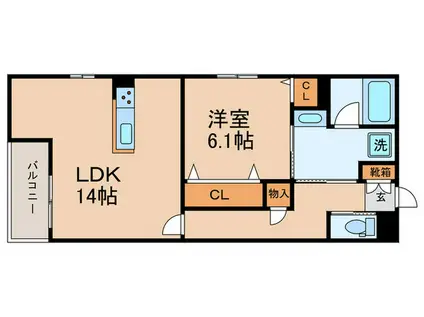 COMFY COURT五条西洞院(1LDK/2階)の間取り写真