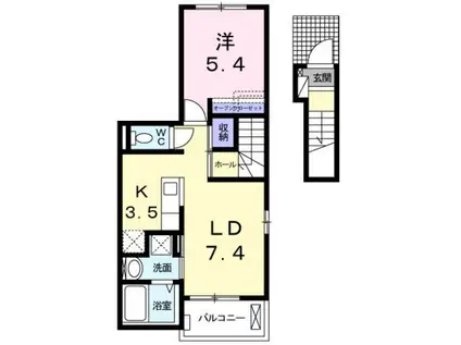ストーンズ(1LDK/2階)の間取り写真