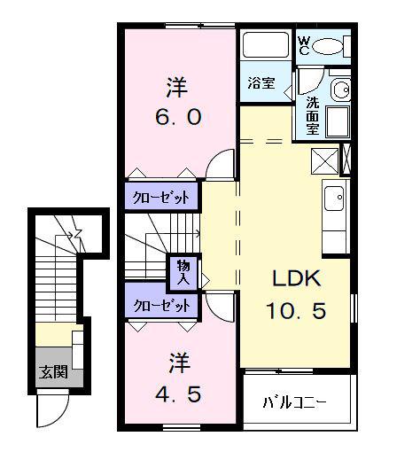 ヴェローナ(2LDK/2階)の間取り写真