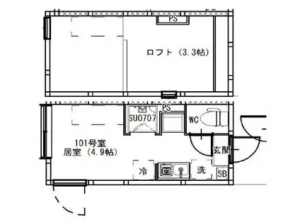 BLUE SANDS(ワンルーム/1階)の間取り写真