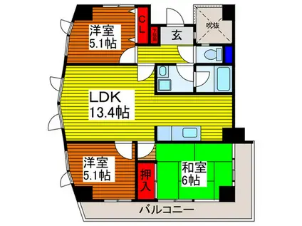 エクレール川口(3LDK/4階)の間取り写真