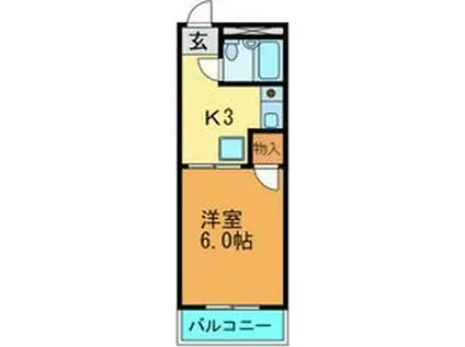 パークハイツ エクセル(1K/3階)の間取り写真
